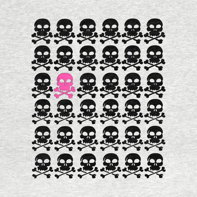 Black Skulls with One Pink Skull by Scarebaby